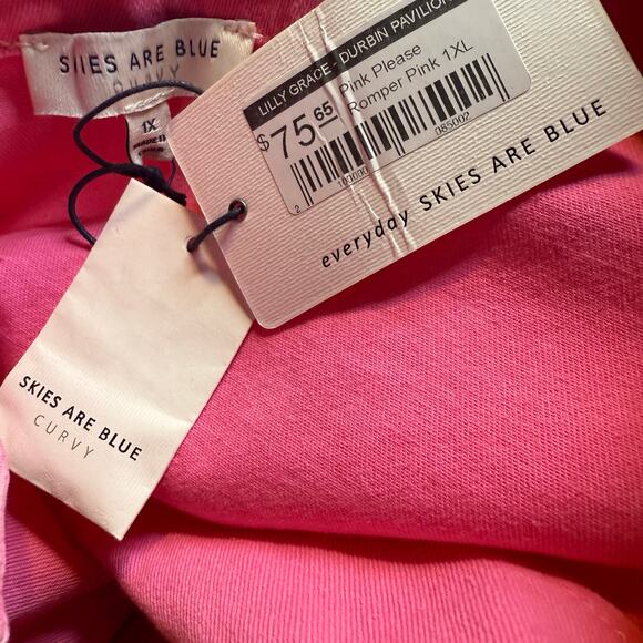 Skies Are Blue Curvy Pink Button Front Romper, Plus Size 1X, NWT - Picture 7 of 10